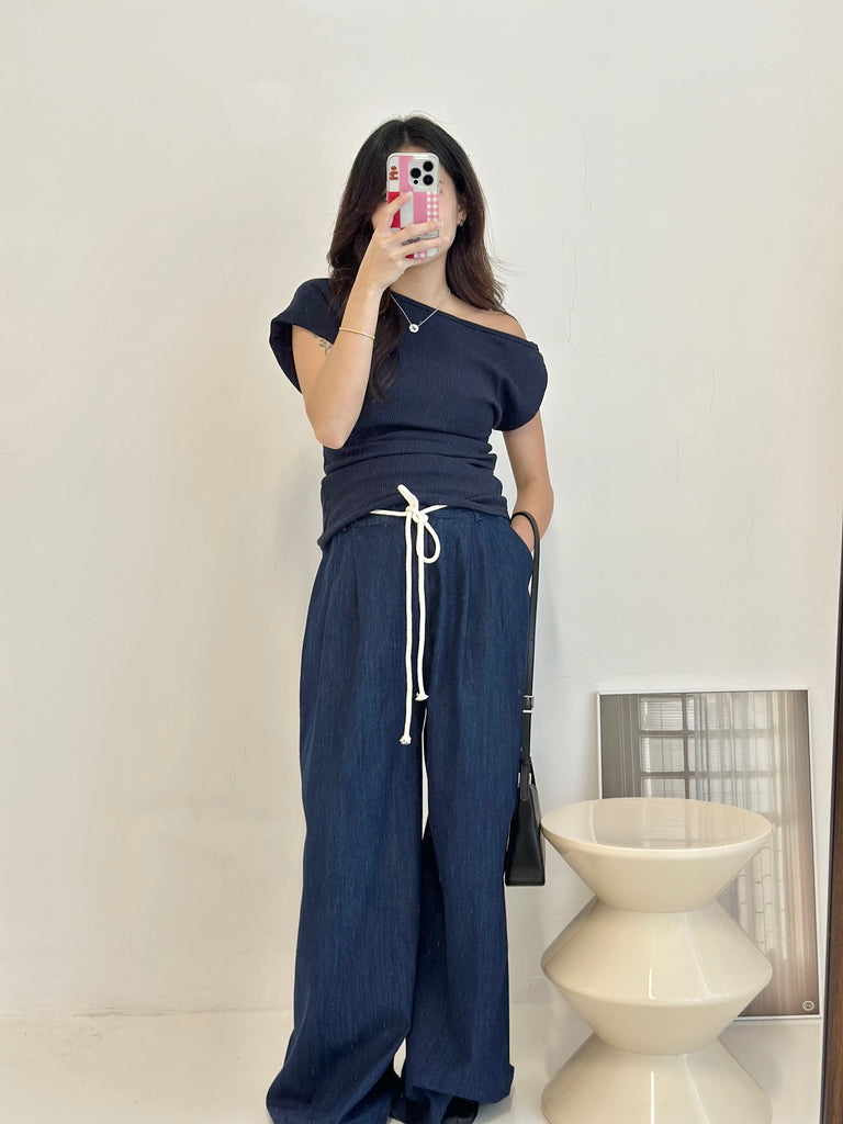 Dark Blue Wide Leg Pants