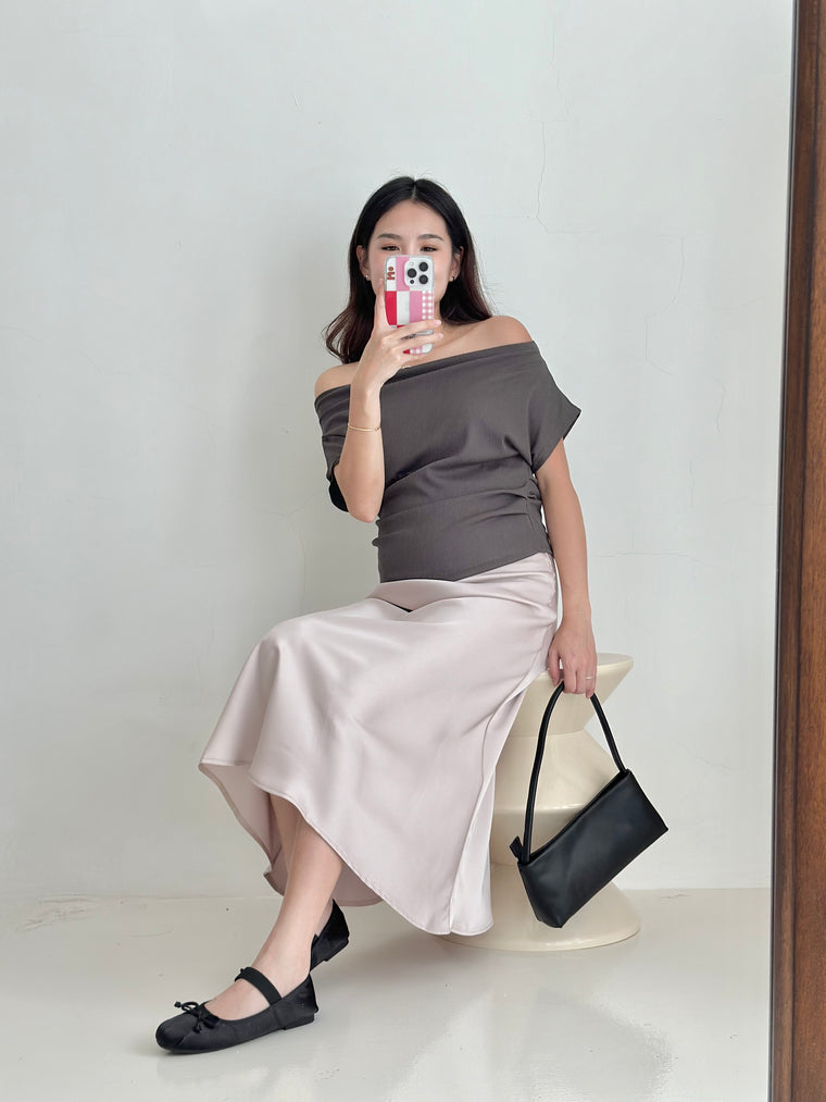 Satin Skirt DARK BEIGE