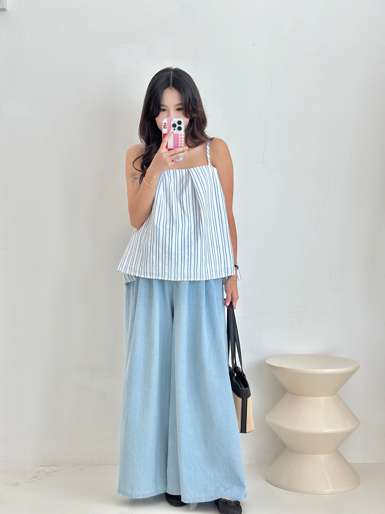 Denim Wide-Leg Pants