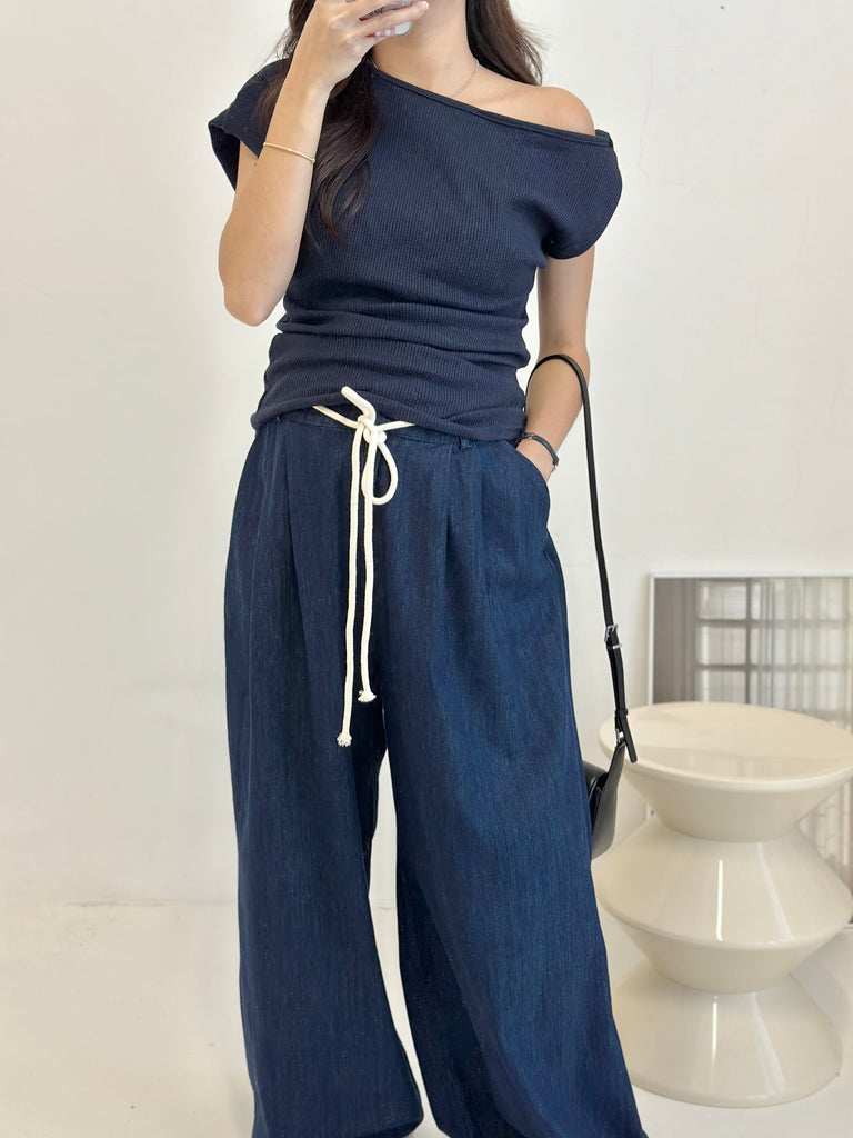 Dark Blue Wide Leg Pants