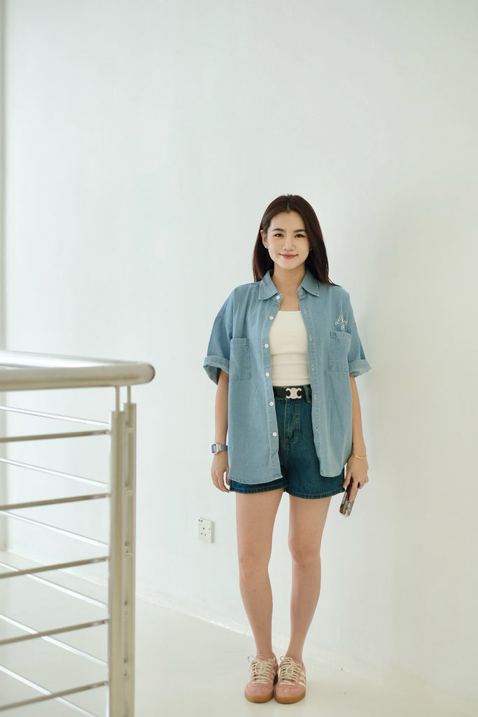 Lucky Day Denim Blouse (LIGHT BLUE)