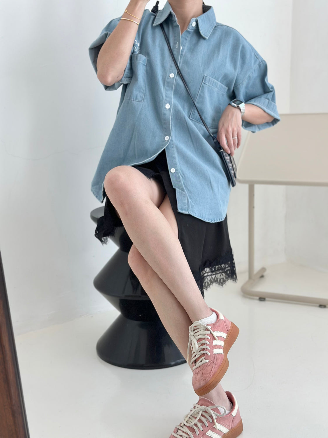 Lucky Day Denim Blouse (LIGHT BLUE)