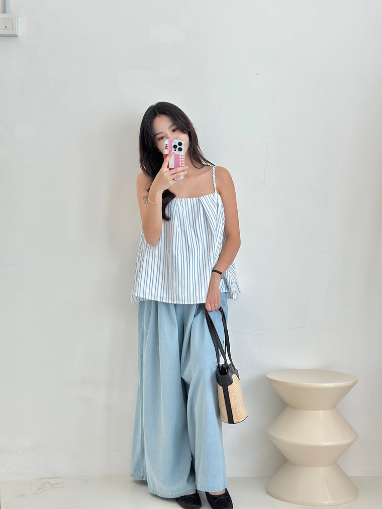 Denim Wide-Leg Pants