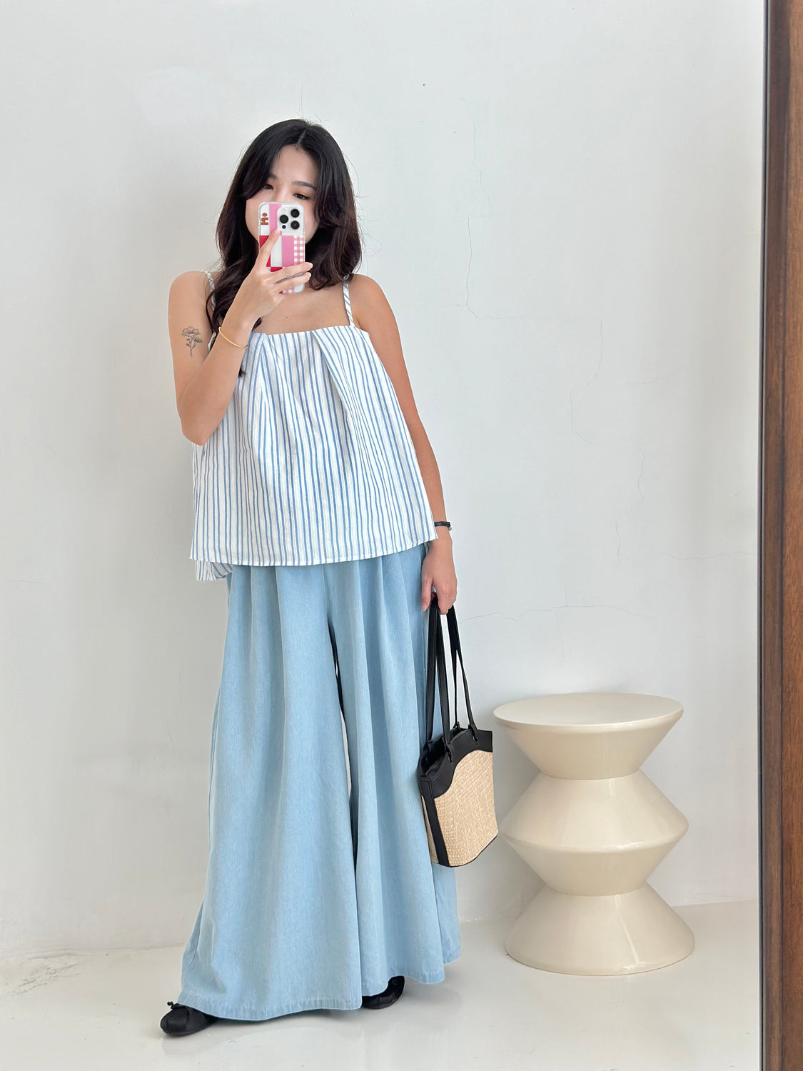 Denim Wide-Leg Pants