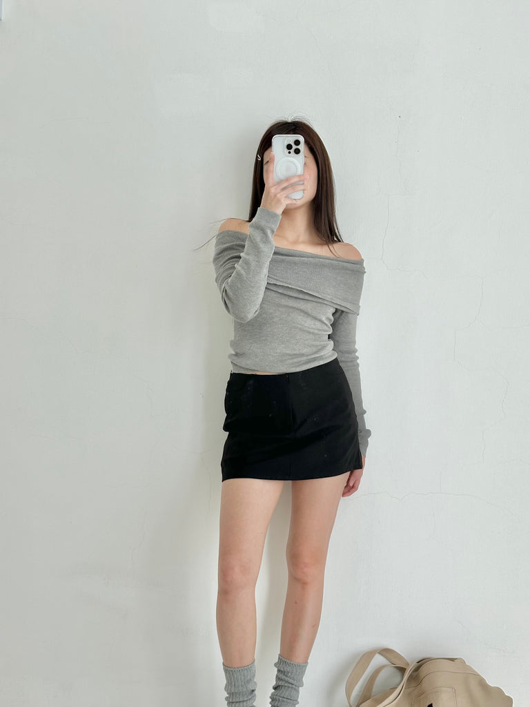 Cozy Knitted Off Shoulder GREY