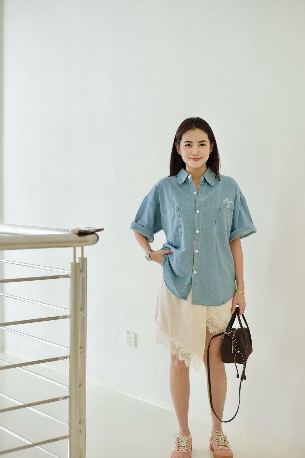 Lucky Day Denim Blouse (LIGHT BLUE)