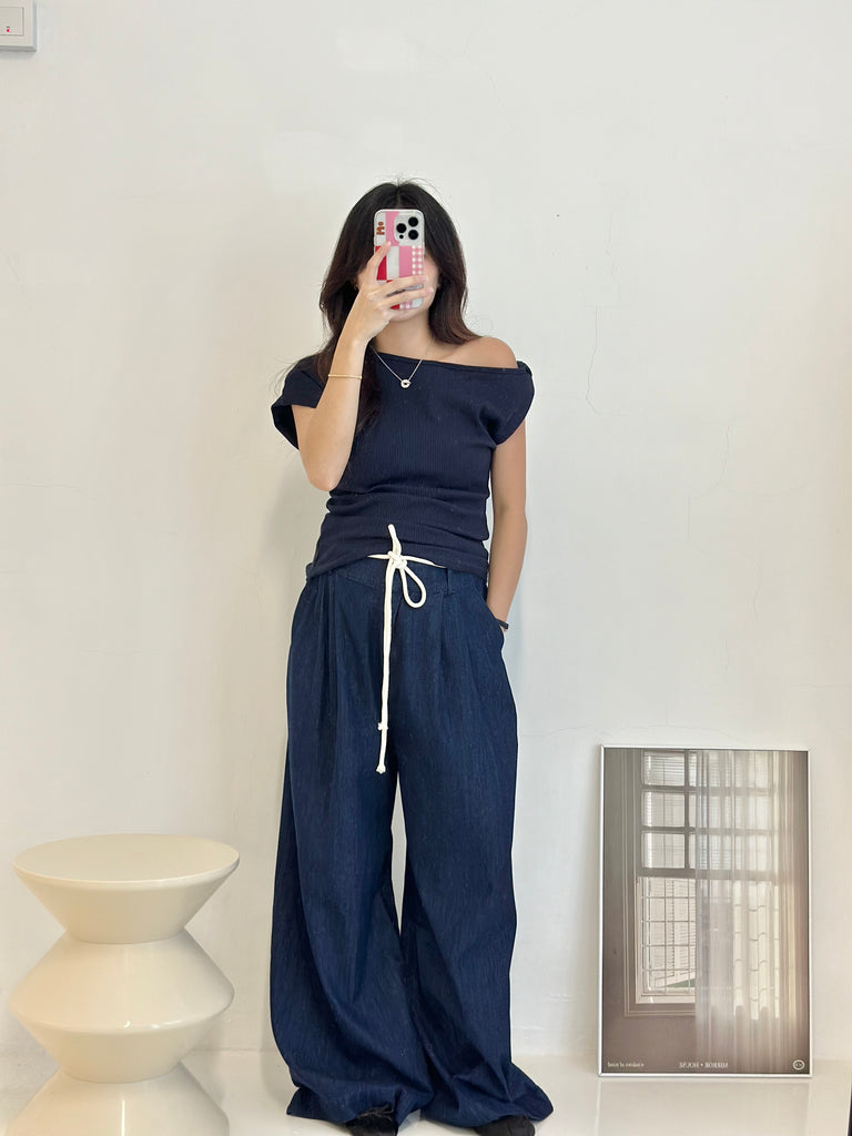 Dark Blue Wide Leg Pants