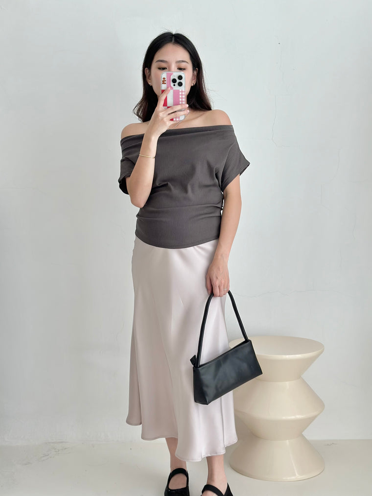 Satin Skirt DARK BEIGE