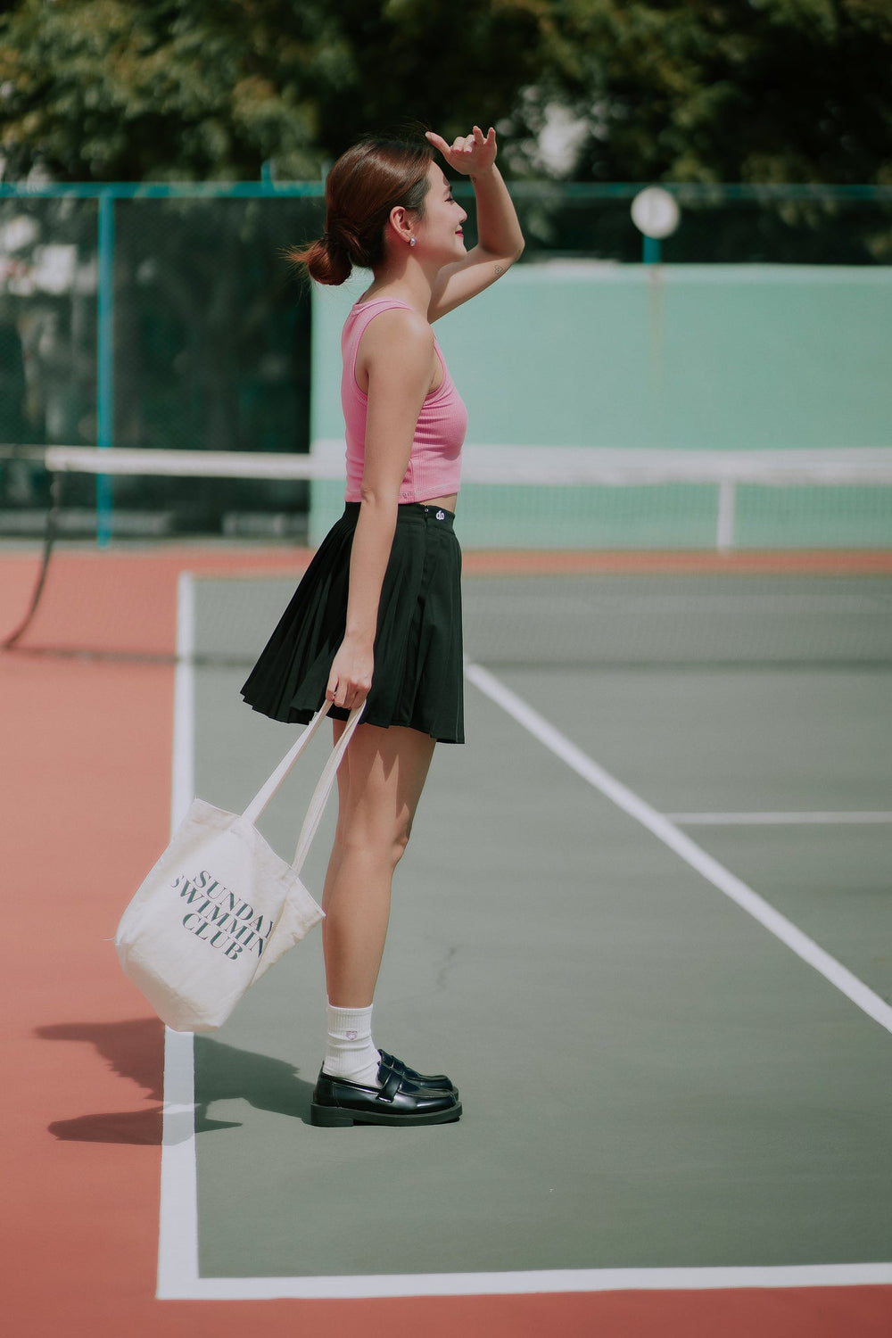 Sport Check Pleated Skirt (Black)