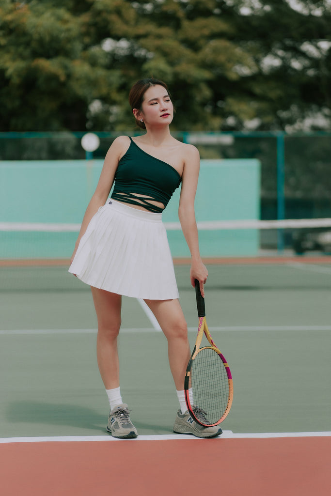 Sport Check Pleated Skirt (White)